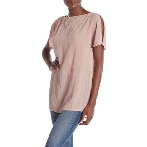 14th & Union Semi-Sheer Tunic chiffon top short sleeve size S in pink